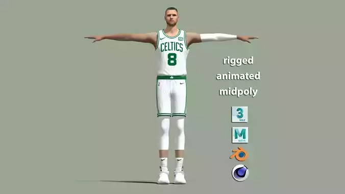 T-Pose rigged Kristaps Porzingis Boston Celtics 3D model