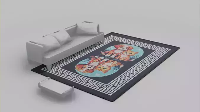 Living Room large area rug - puppy and kitten