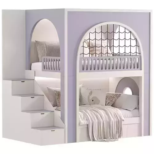 Designer two-level bed Kids room 2 3D model