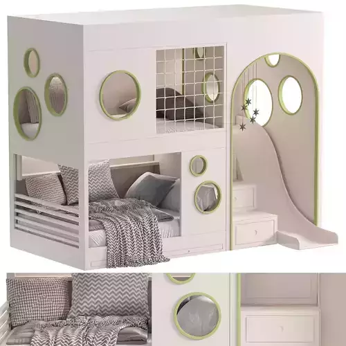 Designer two-level bed Kids room 3 3D model