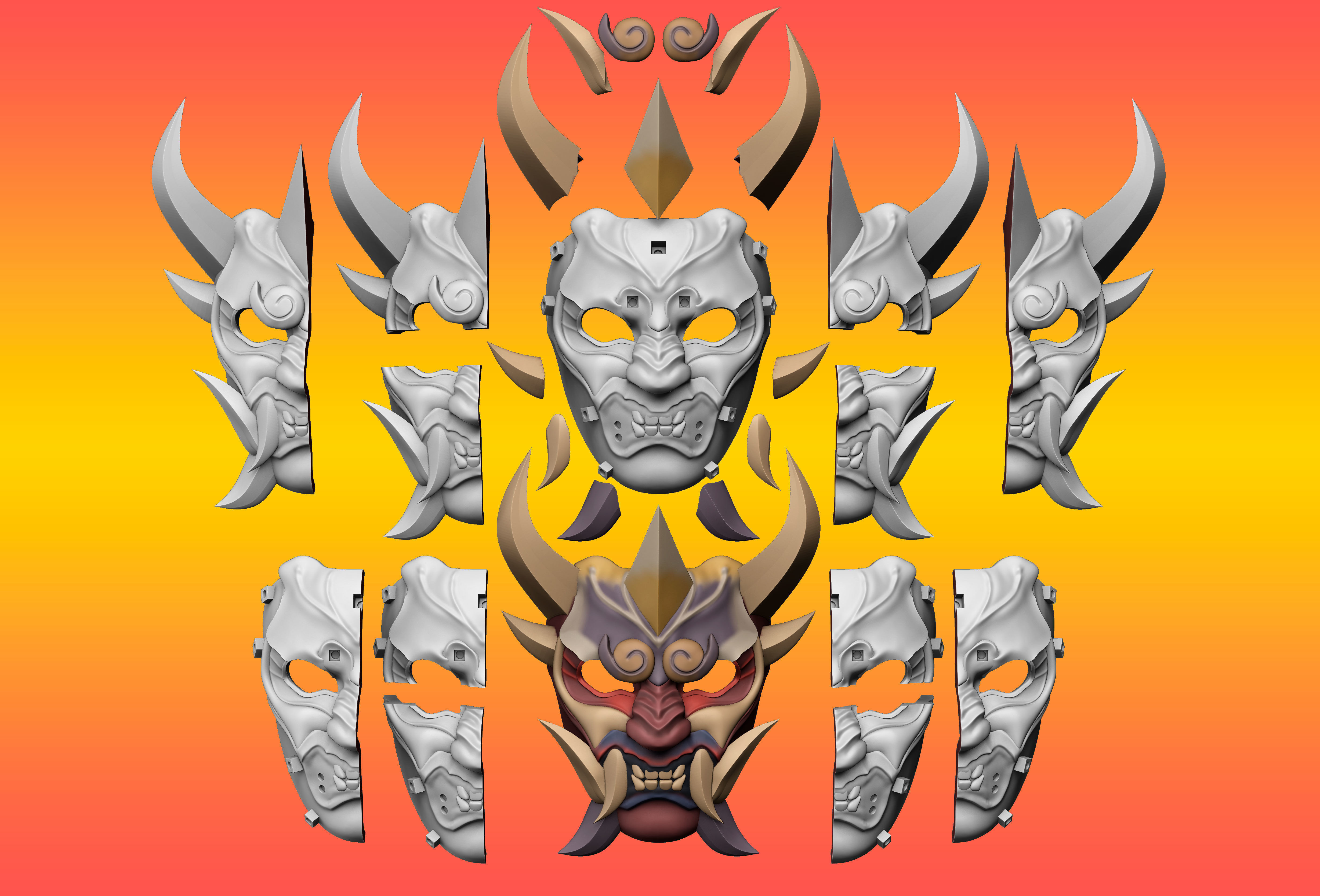 Hannya Mask Cosplay  3D print model_3