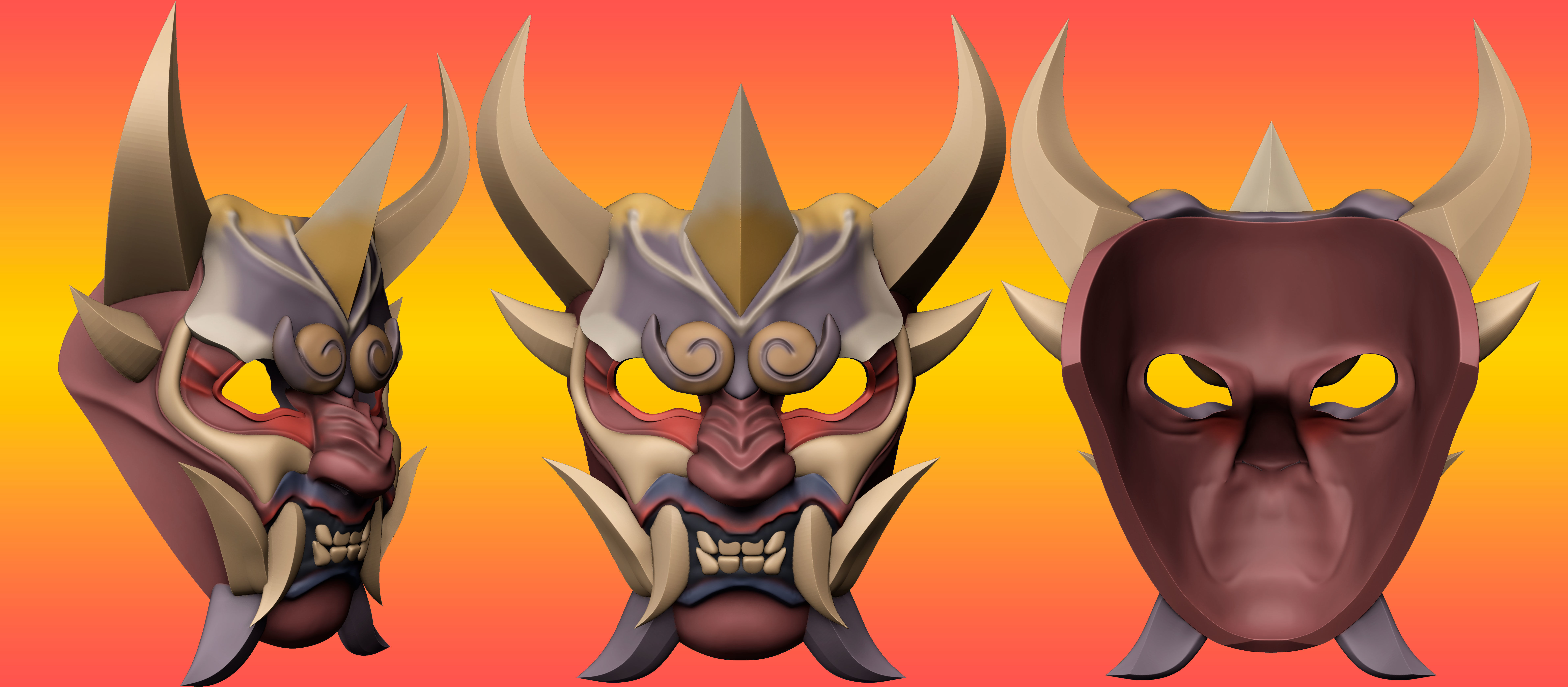 Hannya Mask Cosplay  3D print model_2
