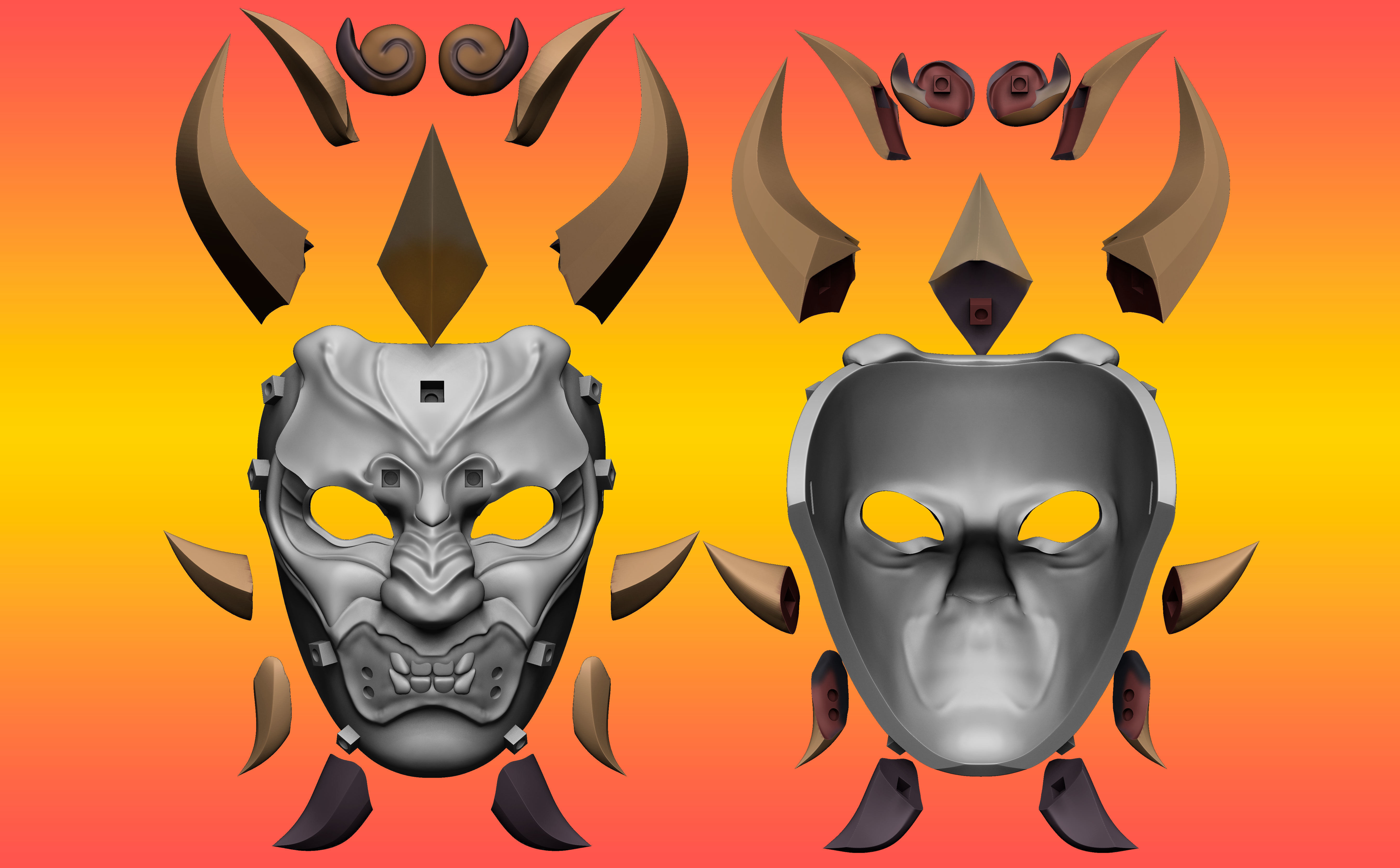 Hannya Mask Cosplay  3D print model_4