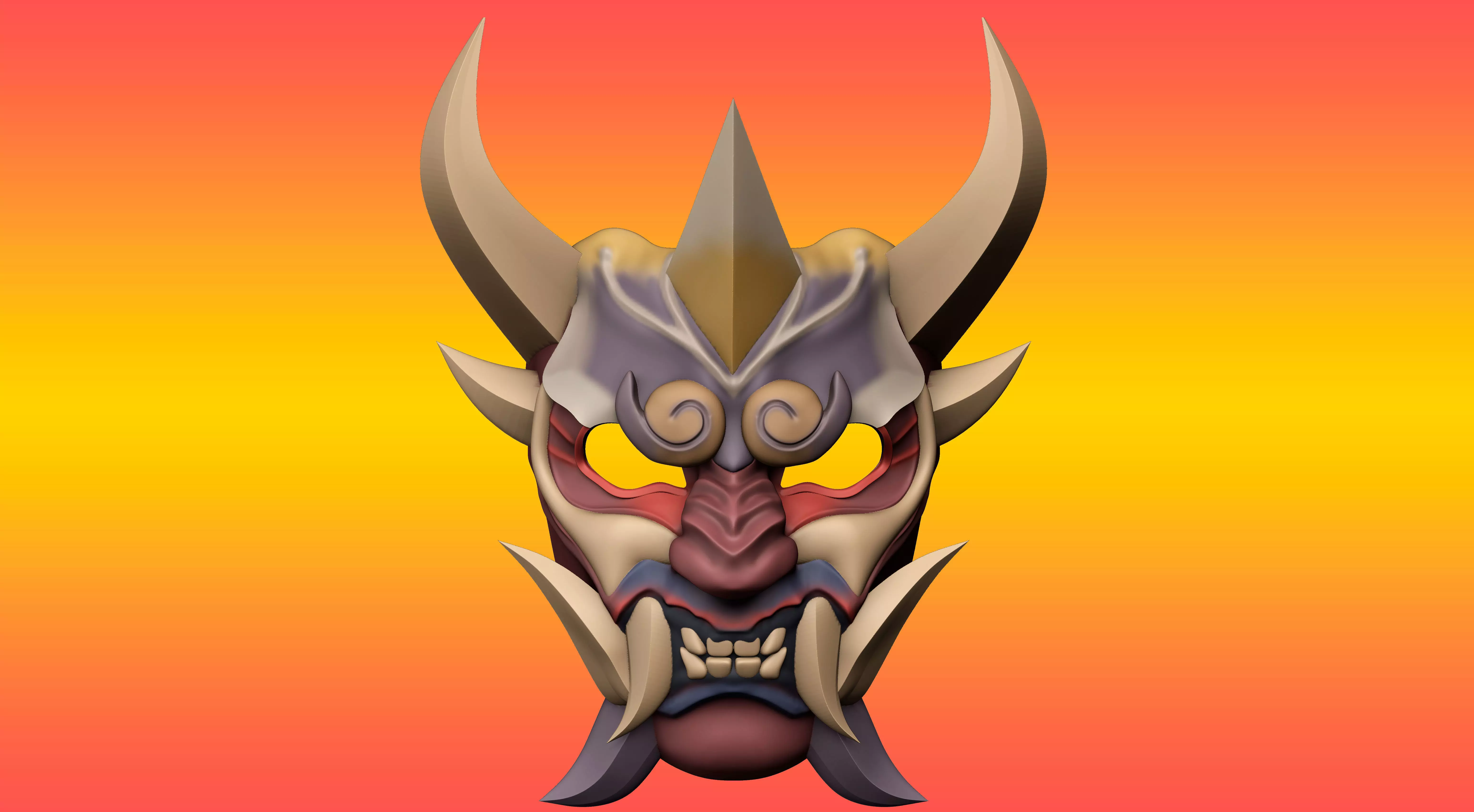 Hannya Mask Cosplay  3D print model_0