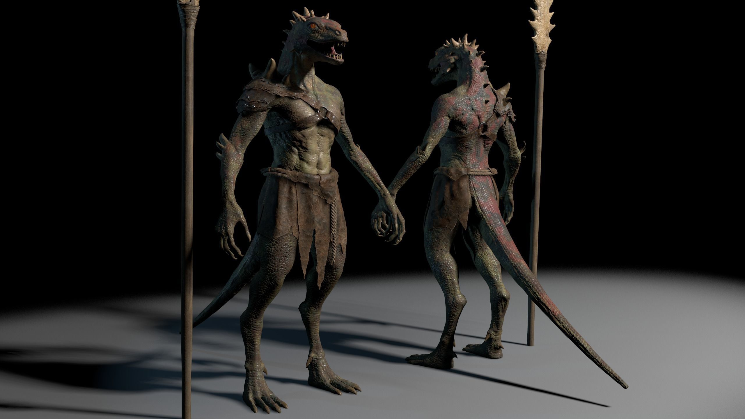 Dragon or fighting lizard Low-poly 3D model_7