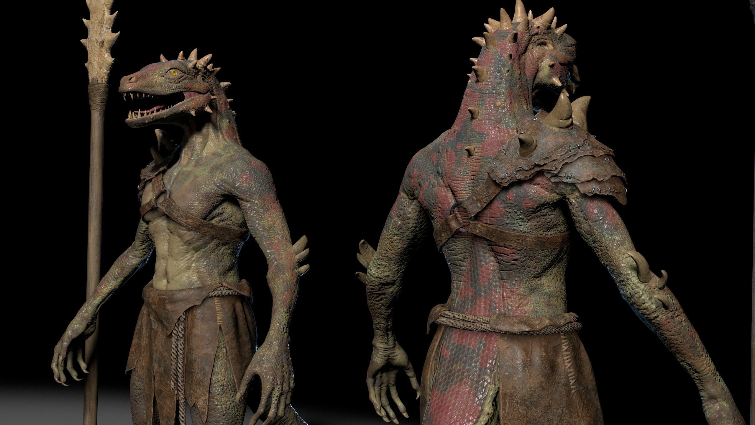 Dragon or fighting lizard Low-poly 3D model_11