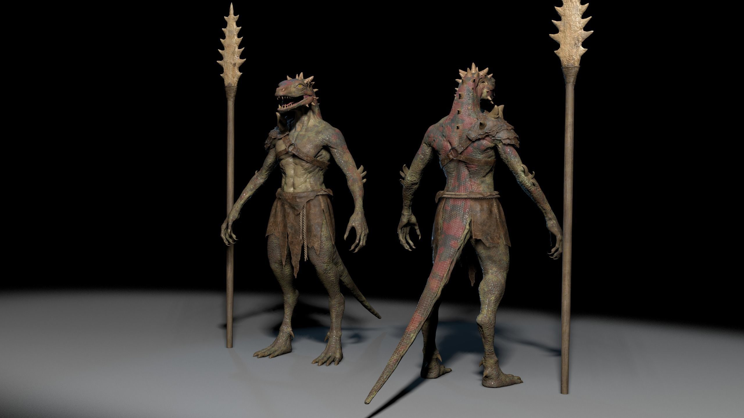 Dragon or fighting lizard Low-poly 3D model_3