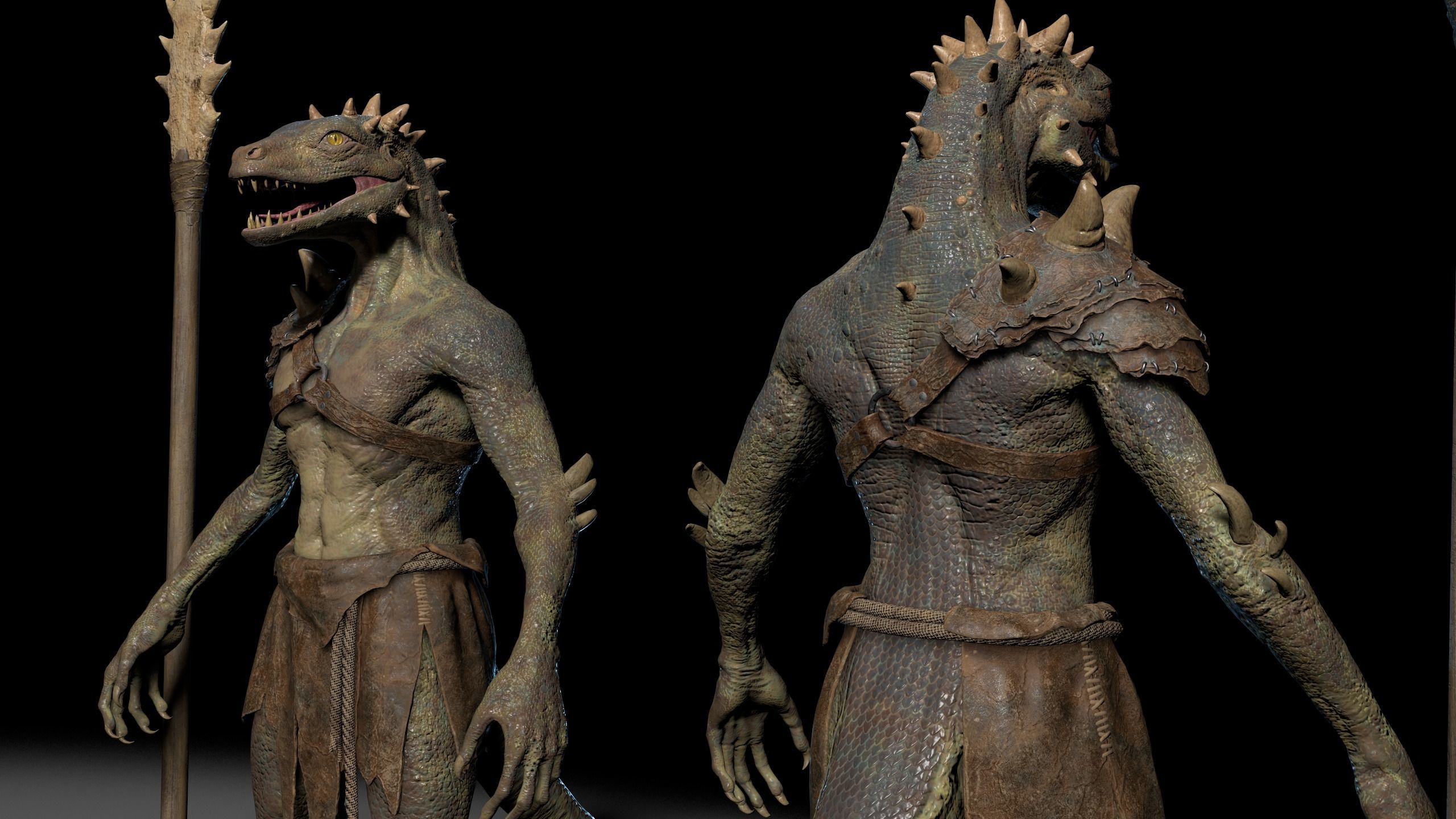 Dragon or fighting lizard Low-poly 3D model_9