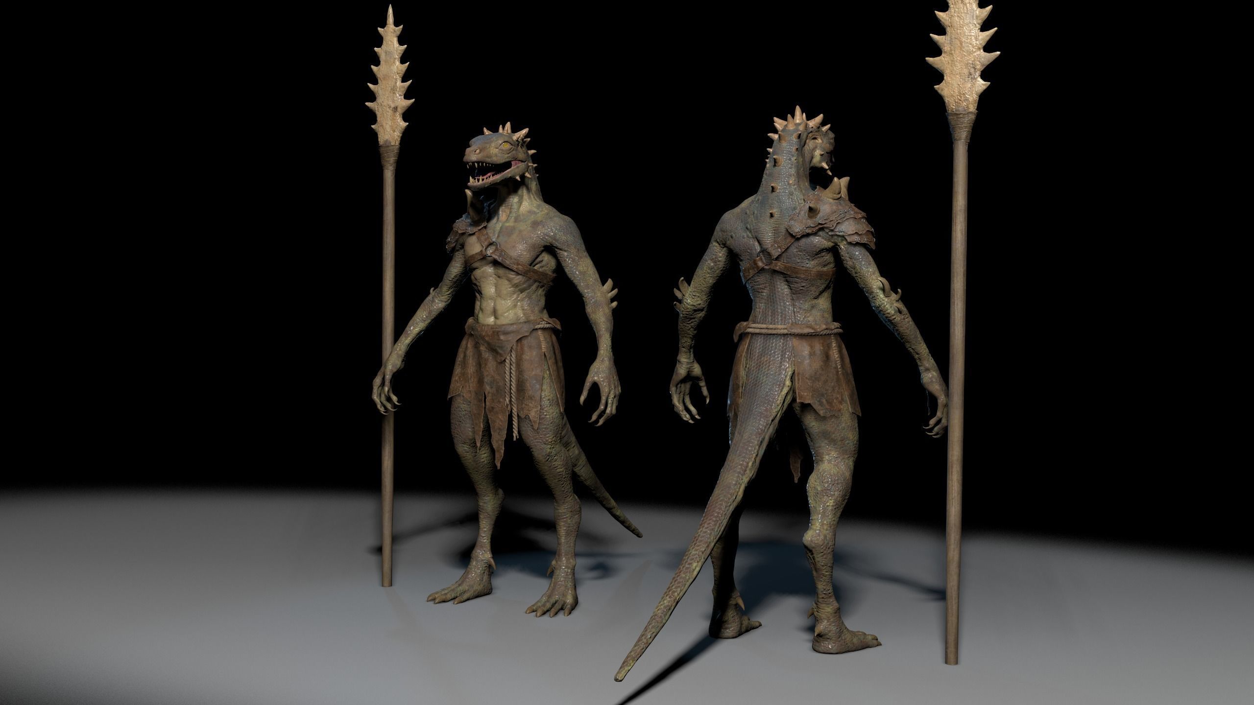 Dragon or fighting lizard Low-poly 3D model_1