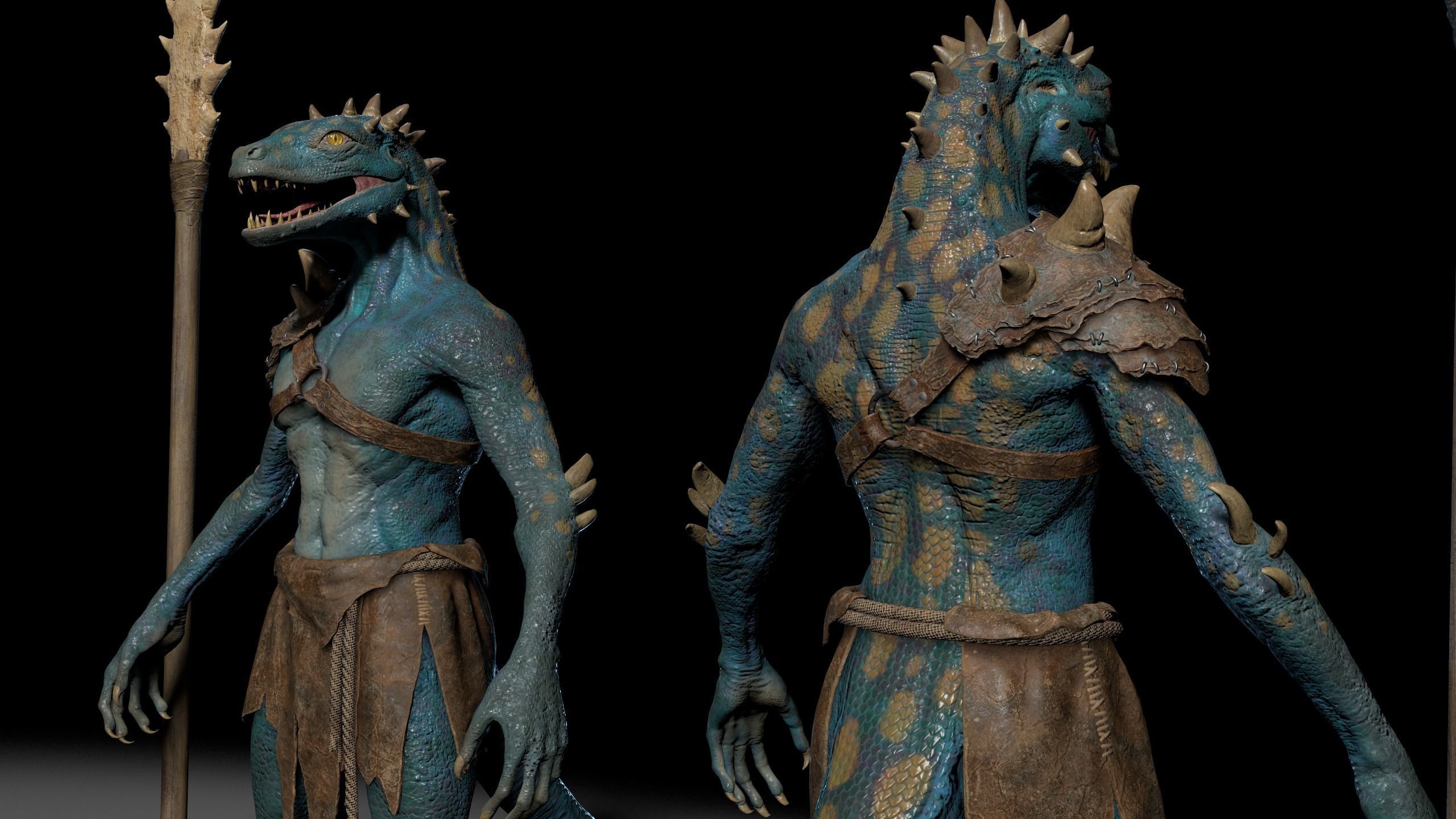 Dragon or fighting lizard Low-poly 3D model_10