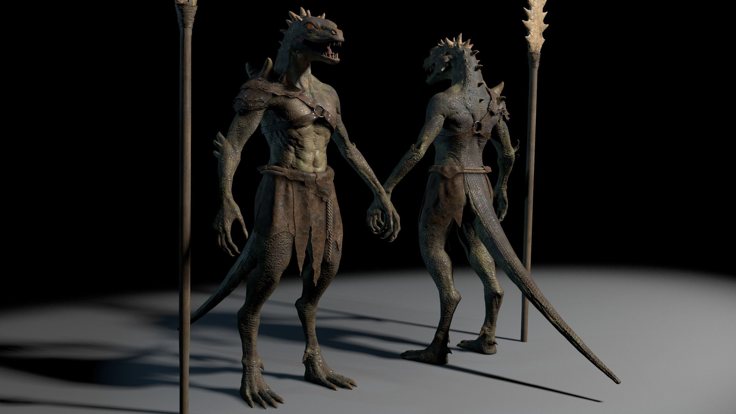Dragon or fighting lizard Low-poly 3D model_5