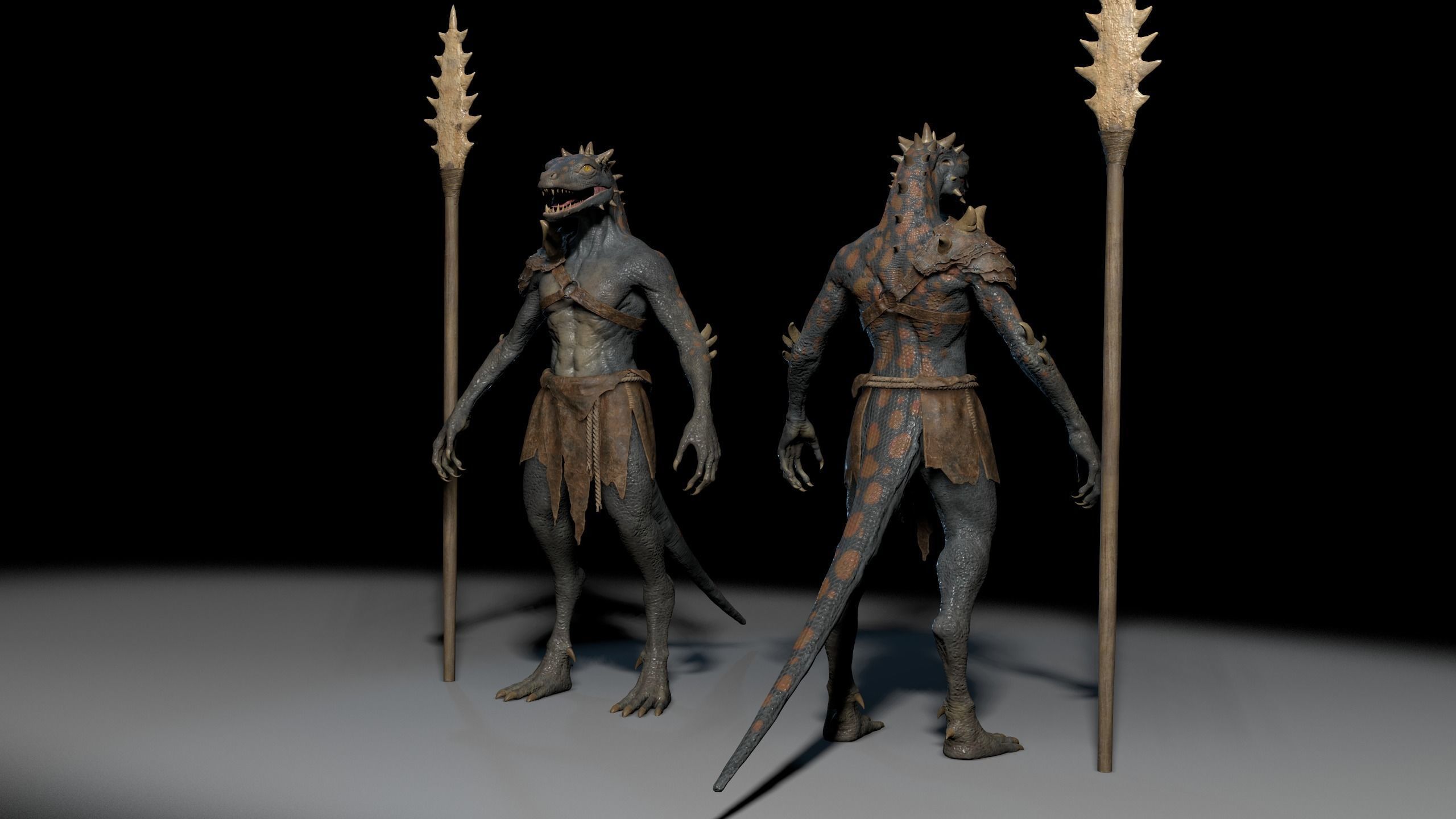 Dragon or fighting lizard Low-poly 3D model_4