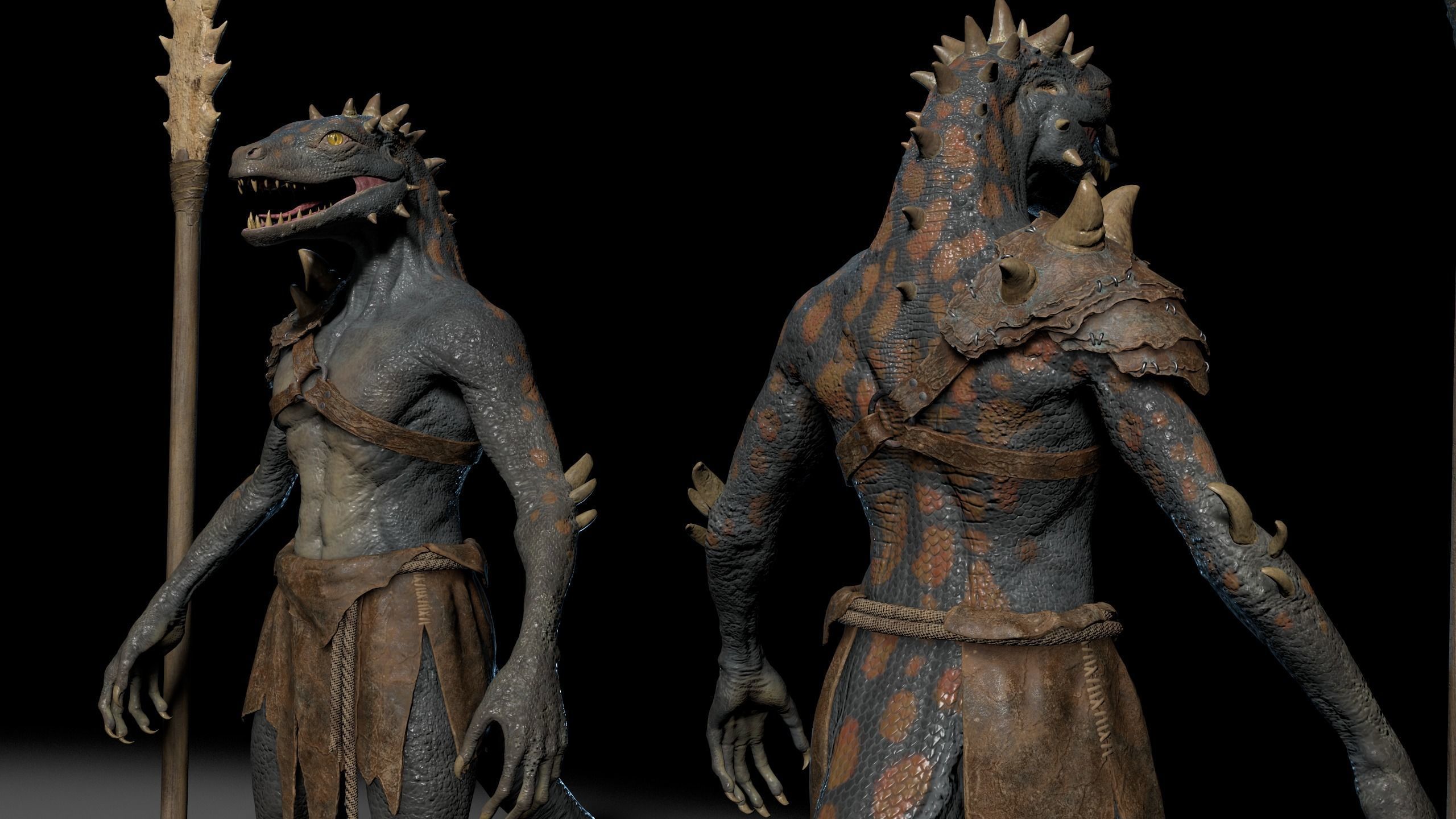 Dragon or fighting lizard Low-poly 3D model_12