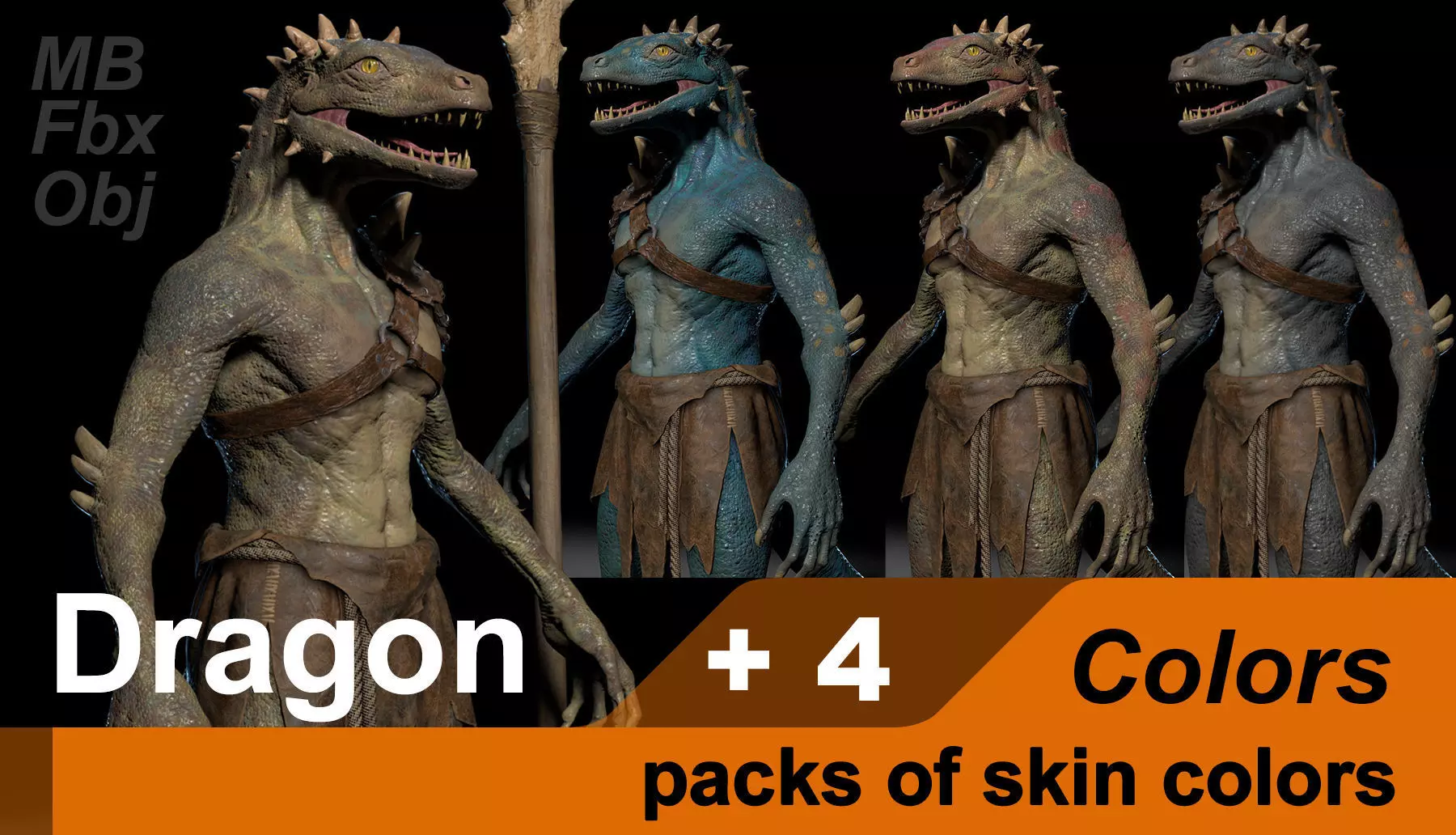 Dragon or fighting lizard Low-poly 3D model_0