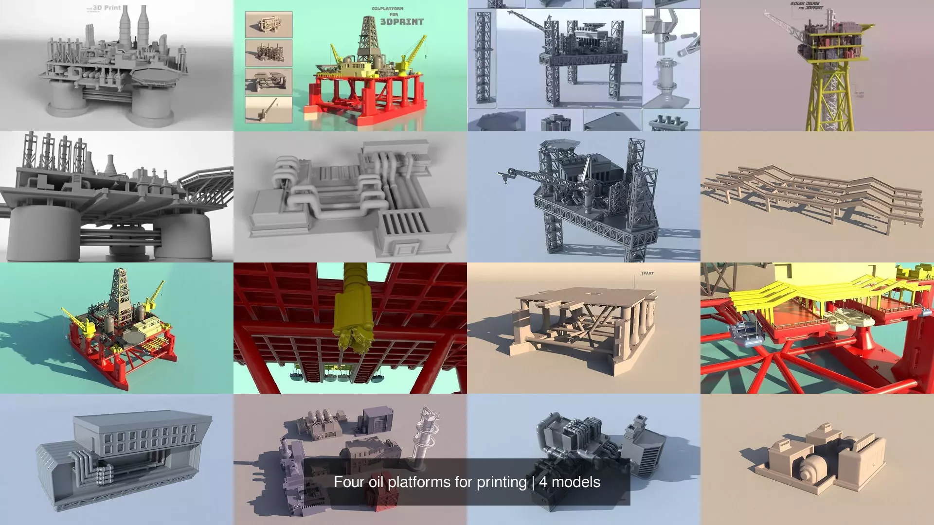 Four oil platforms for printing 3D Model Collection_0