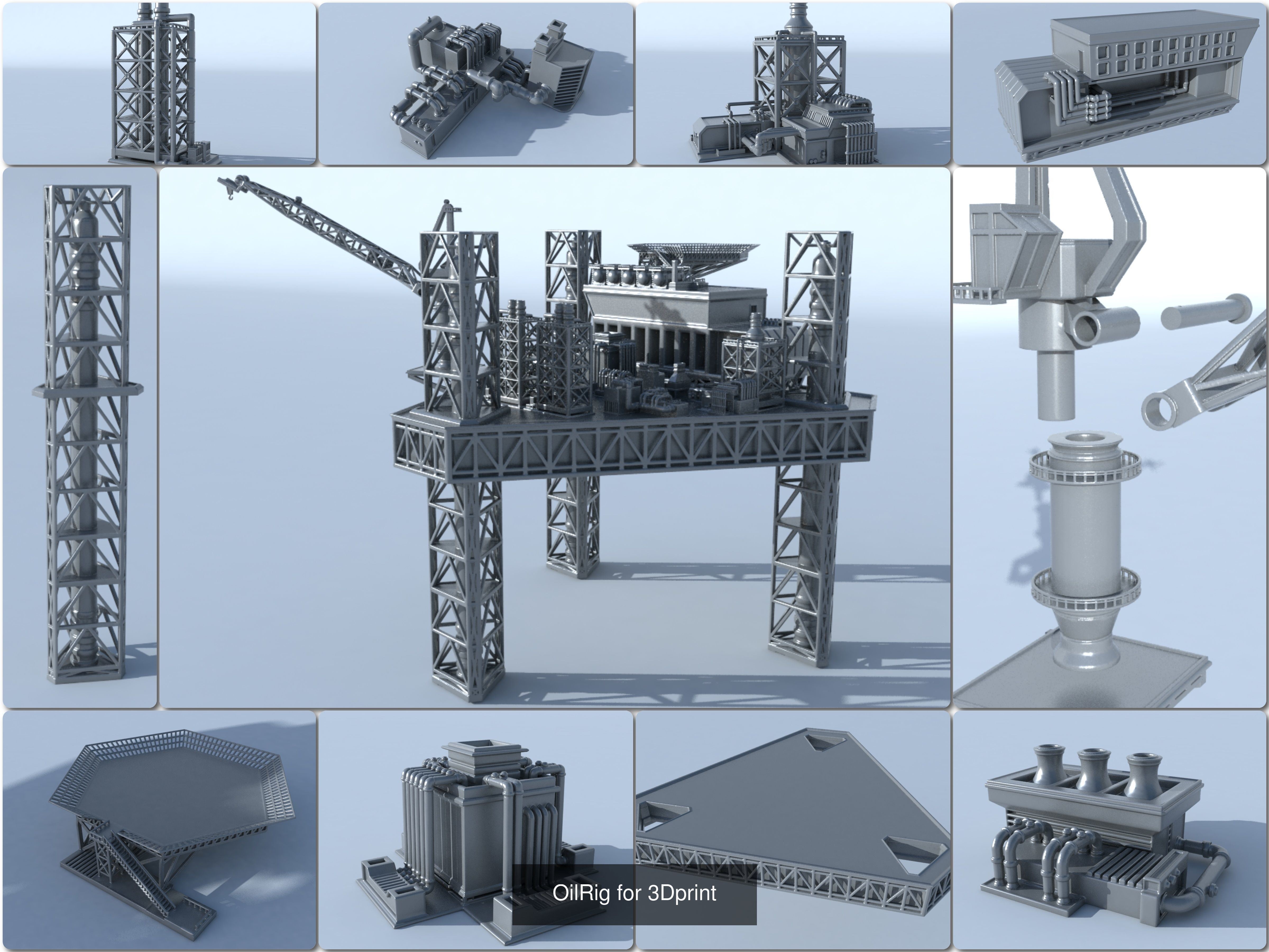 Four oil platforms for printing 3D Model Collection_3