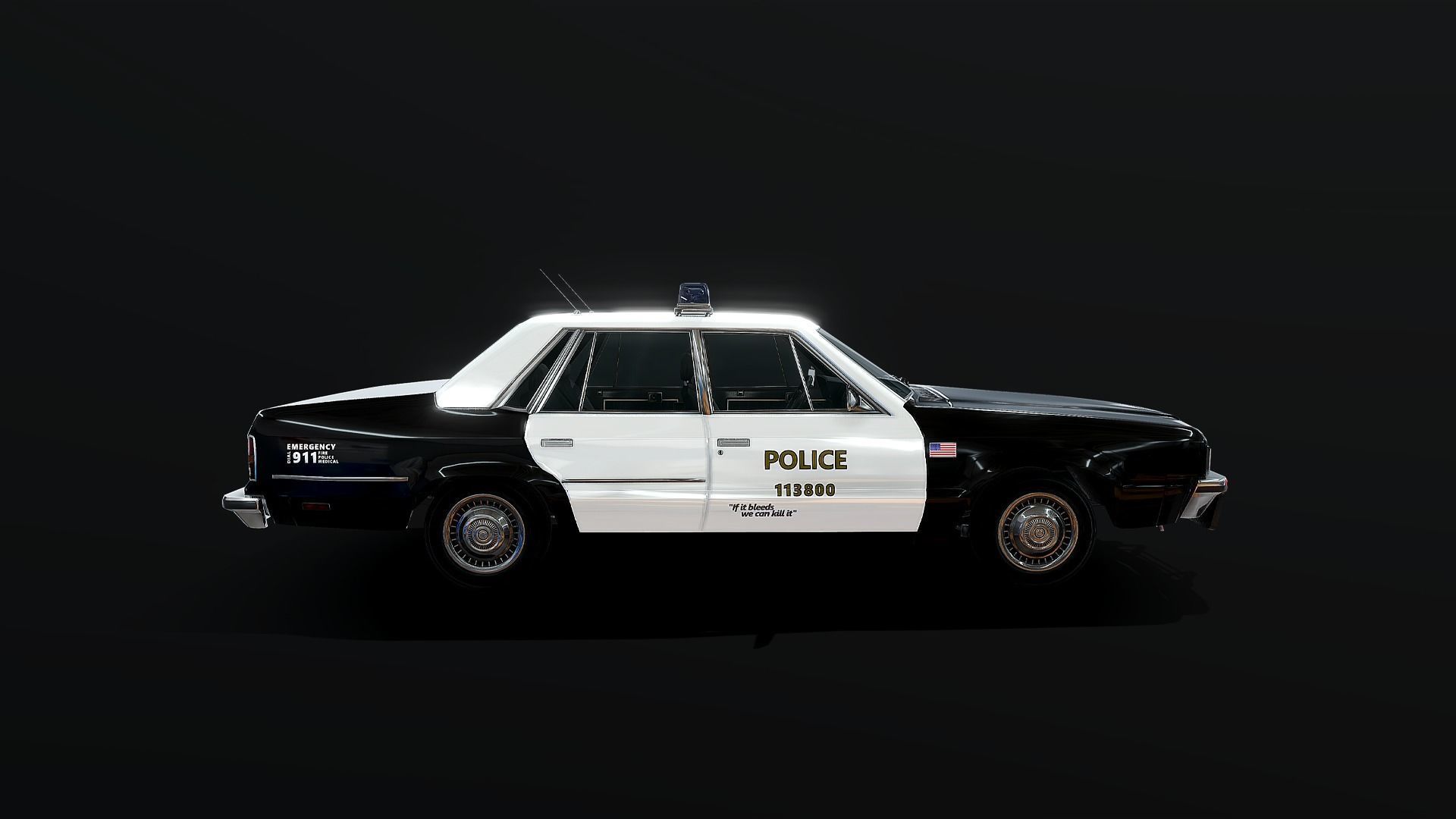 80s Police retro car Low poly Model Low-poly 3D model_2