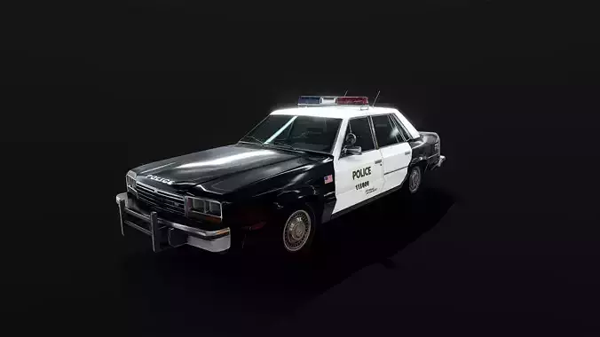 80s Police retro car Low poly Model