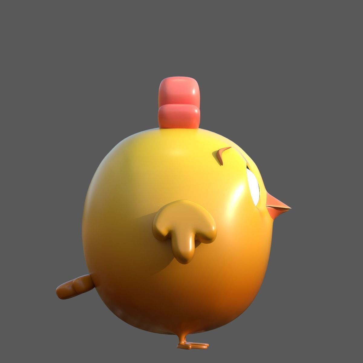 cartoon rooster hen with chick Low-poly 3D model_34