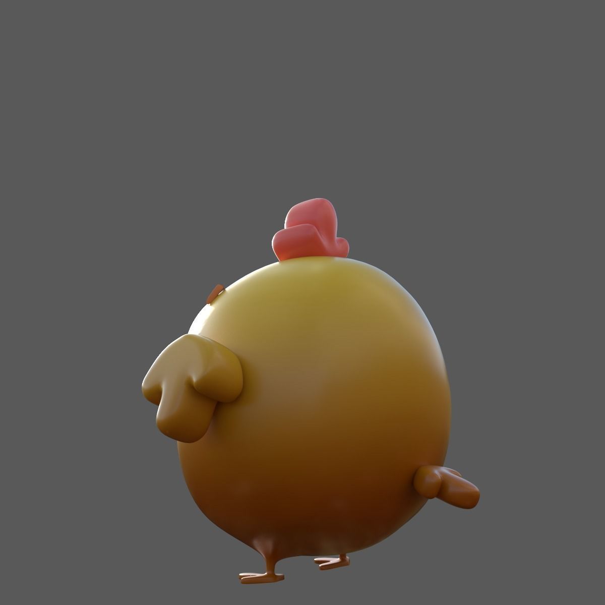 cartoon rooster hen with chick Low-poly 3D model_29