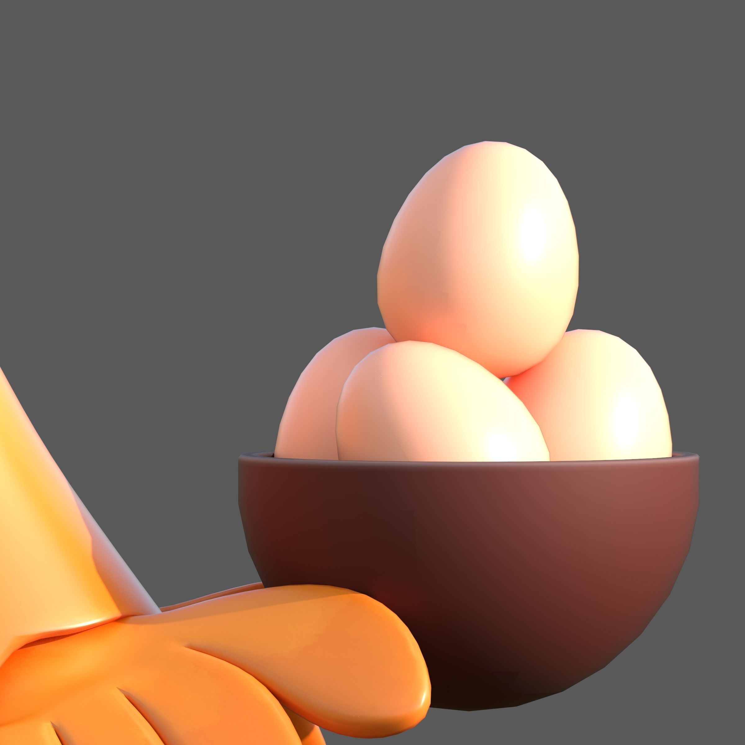 cartoon rooster hen with chick Low-poly 3D model_35