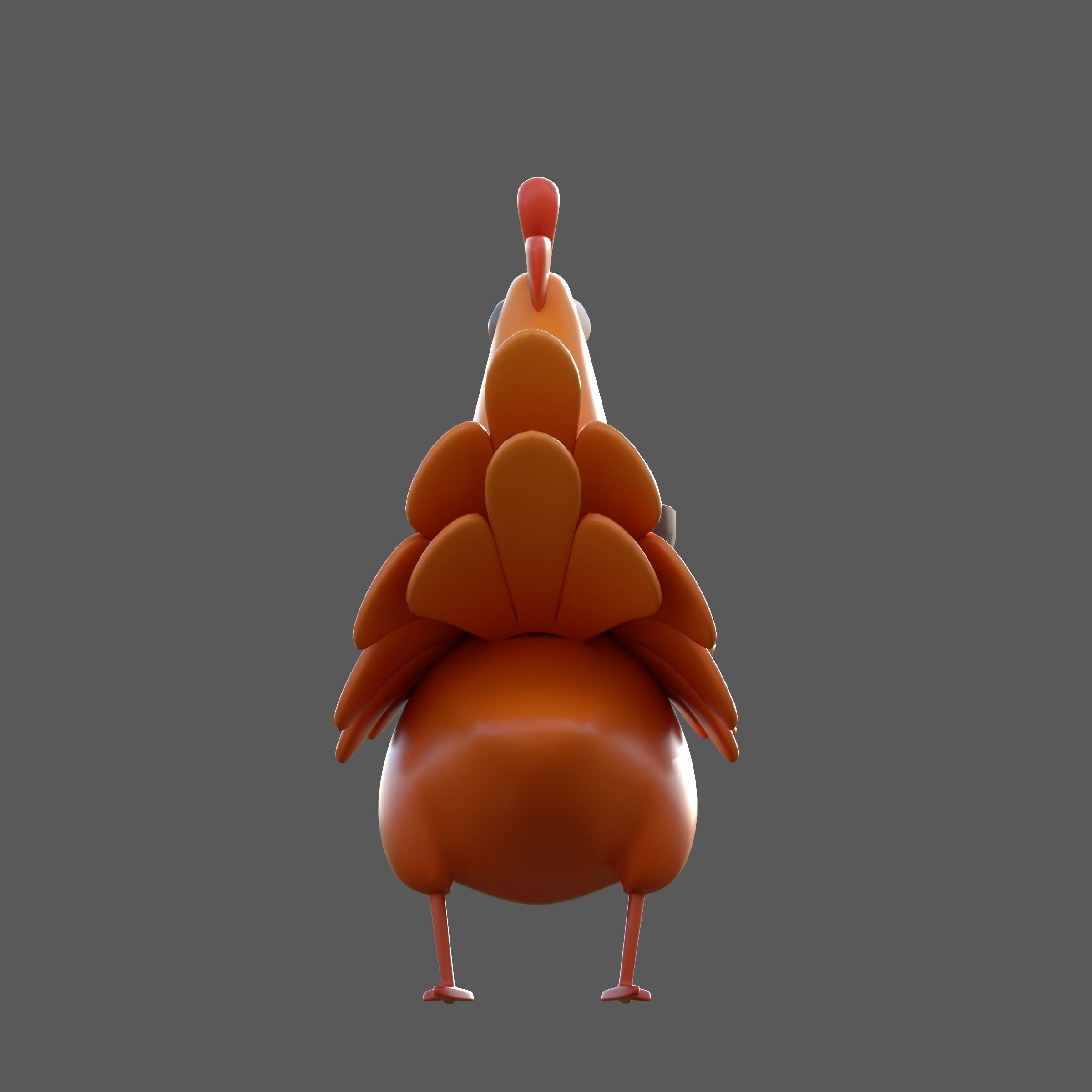 cartoon rooster hen with chick Low-poly 3D model_25