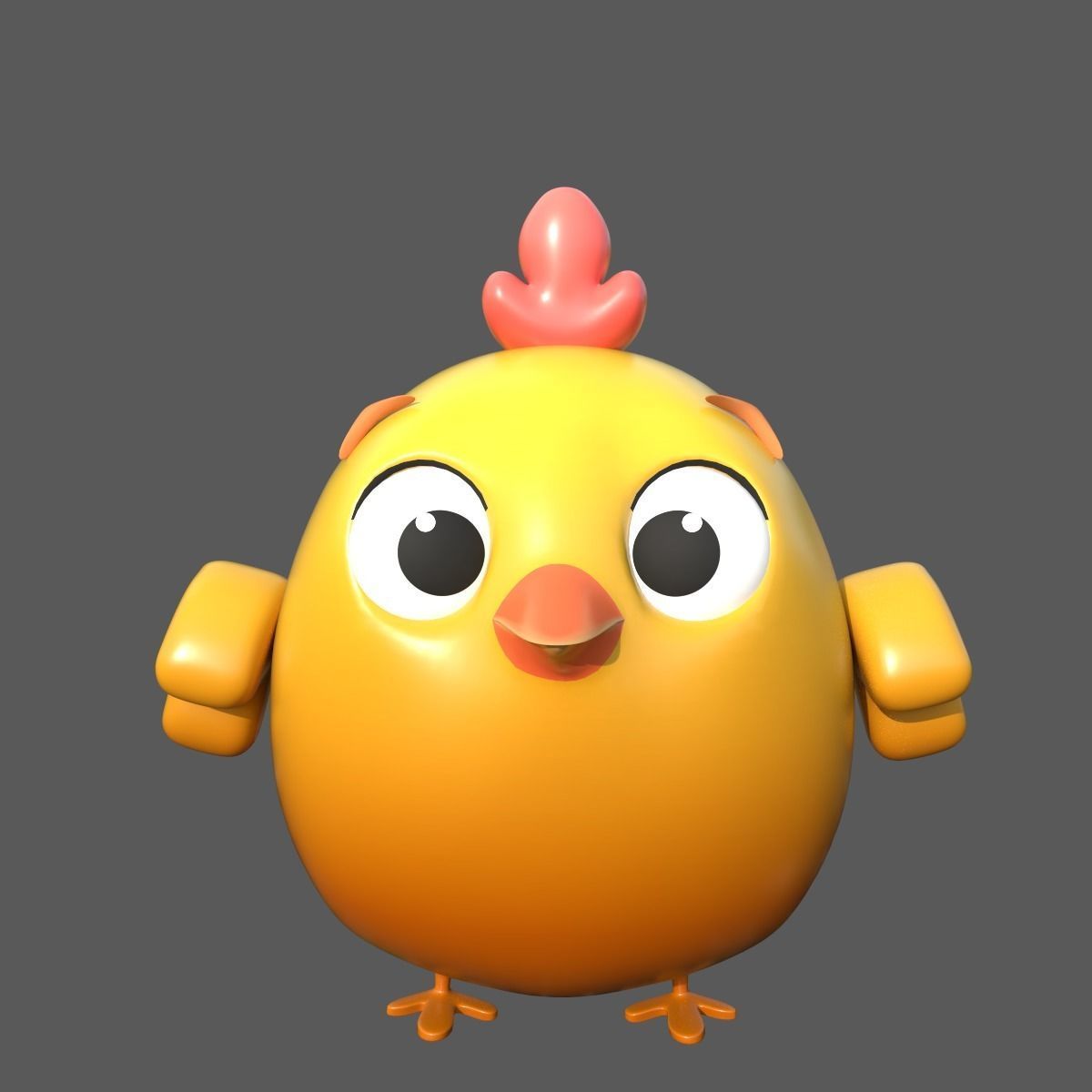 cartoon rooster hen with chick Low-poly 3D model_31