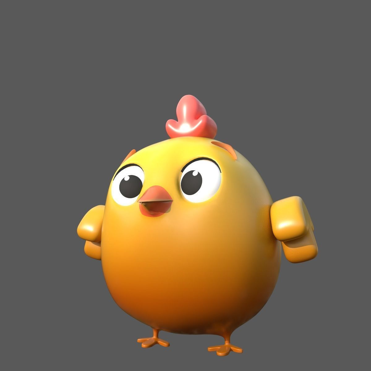 cartoon rooster hen with chick Low-poly 3D model_32