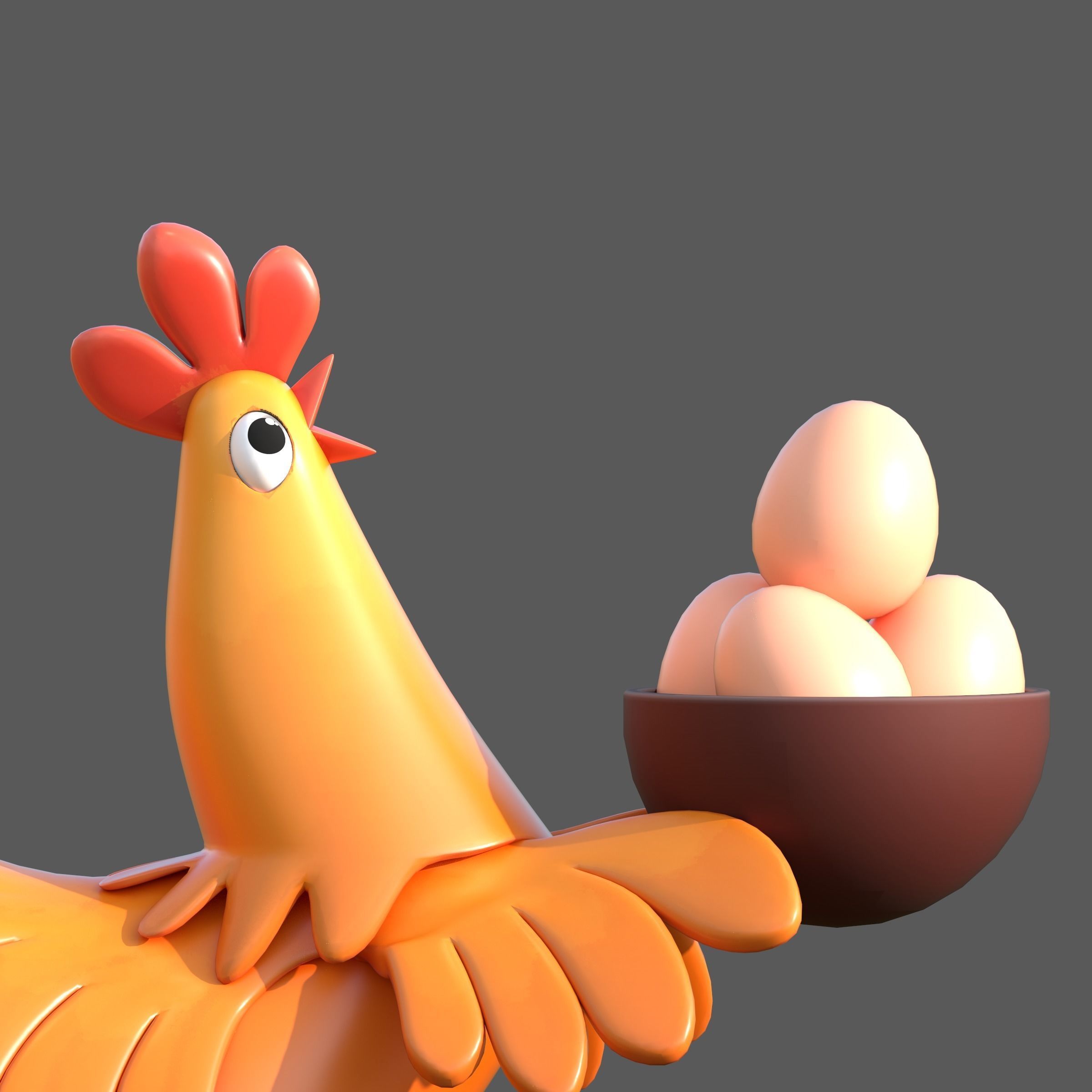 cartoon rooster hen with chick Low-poly 3D model_36