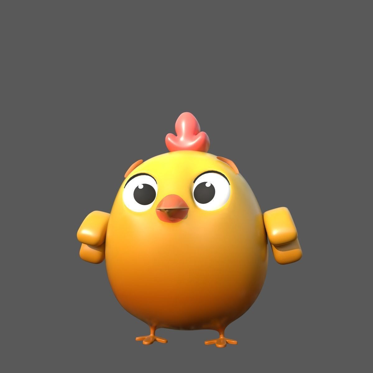 cartoon rooster hen with chick Low-poly 3D model_30