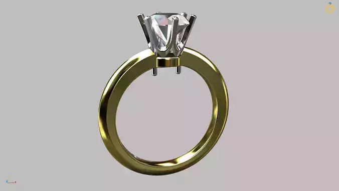 Solitaire Ring 6 70mm Gem Dual Color 3D print model