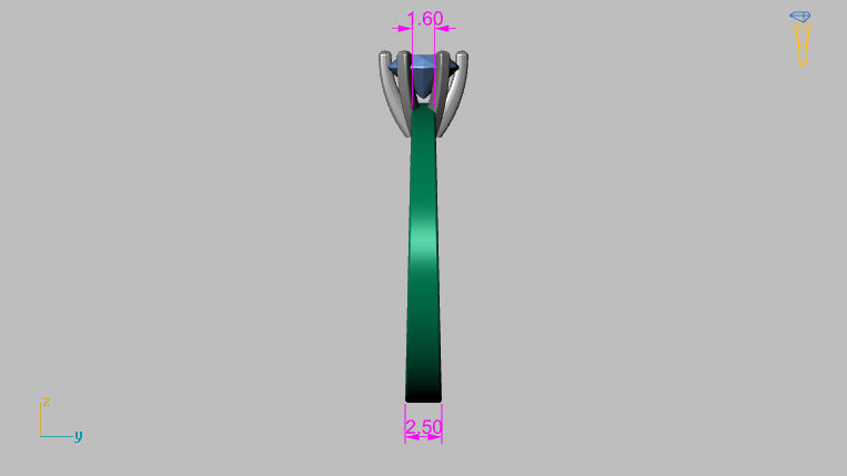 Solitaire Ring 5 00mm Gem 3D print model_13