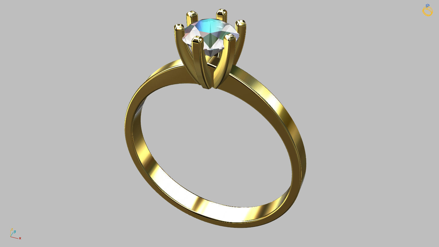 Solitaire Ring 5 00mm Gem 3D print model_2