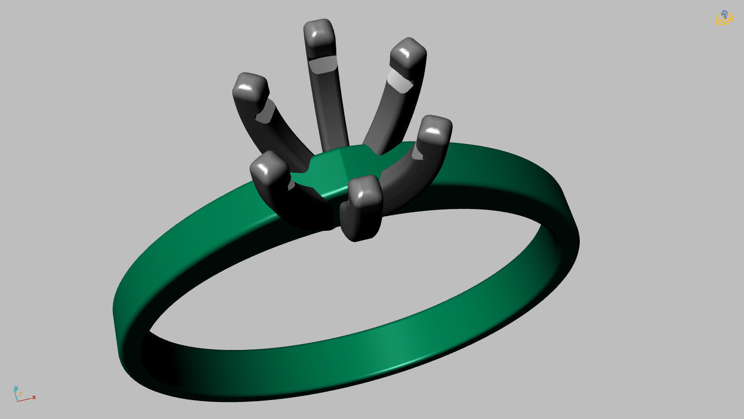 Solitaire Ring 5 00mm Gem 3D print model_6