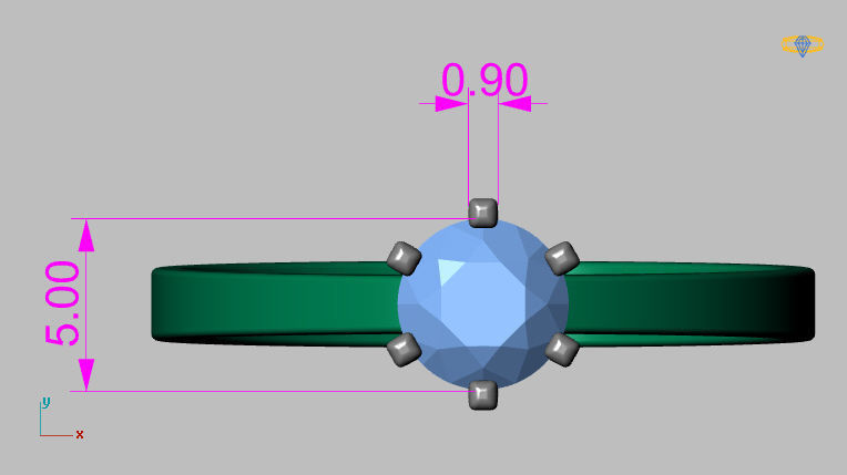 Solitaire Ring 5 00mm Gem 3D print model_12