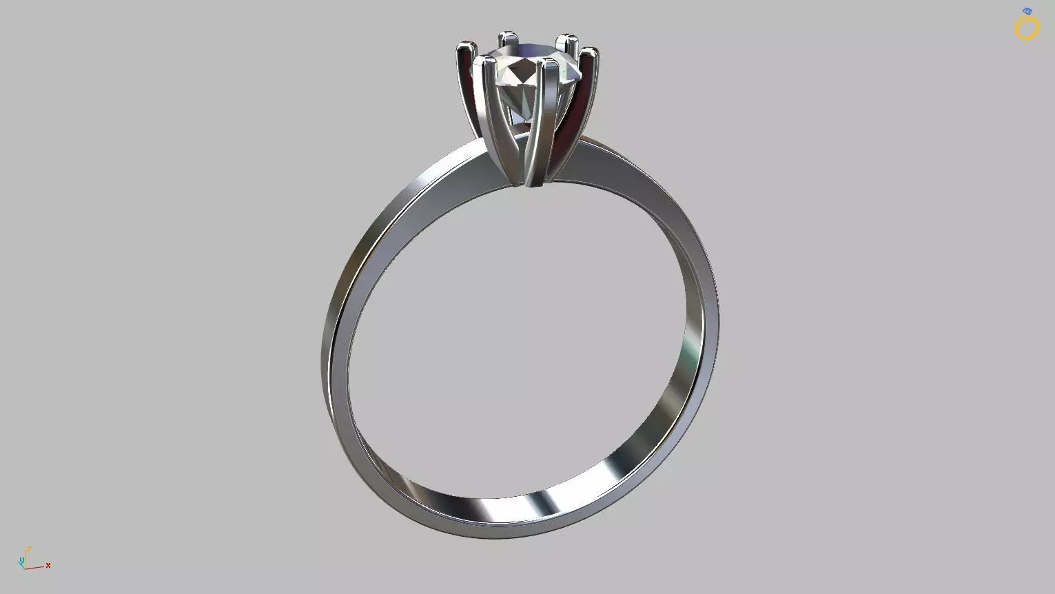 Solitaire Ring 5 00mm Gem 3D print model_0