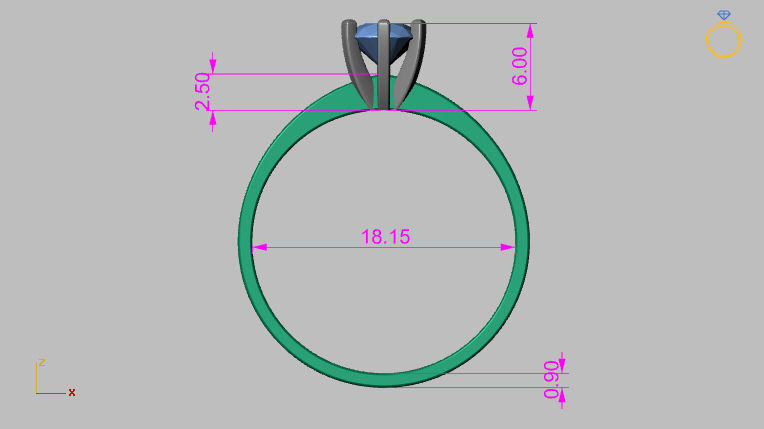 Solitaire Ring 5 00mm Gem 3D print model_11