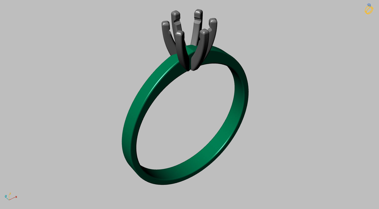 Solitaire Ring 5 00mm Gem 3D print model_7