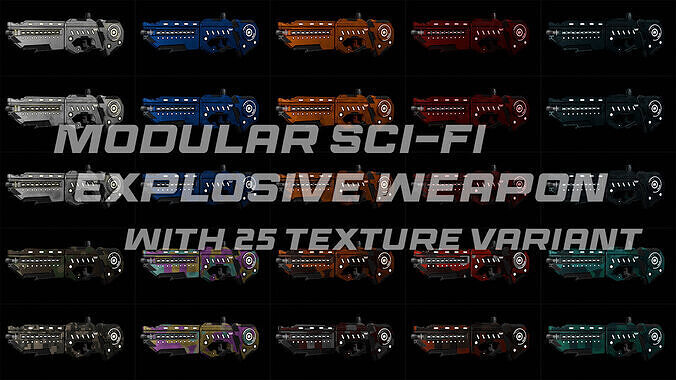 Modular Sci-Fi Explosive Weapon Low-poly 3D model