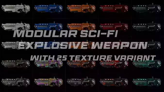 Modular Sci-Fi Explosive Weapon Low-poly 3D model