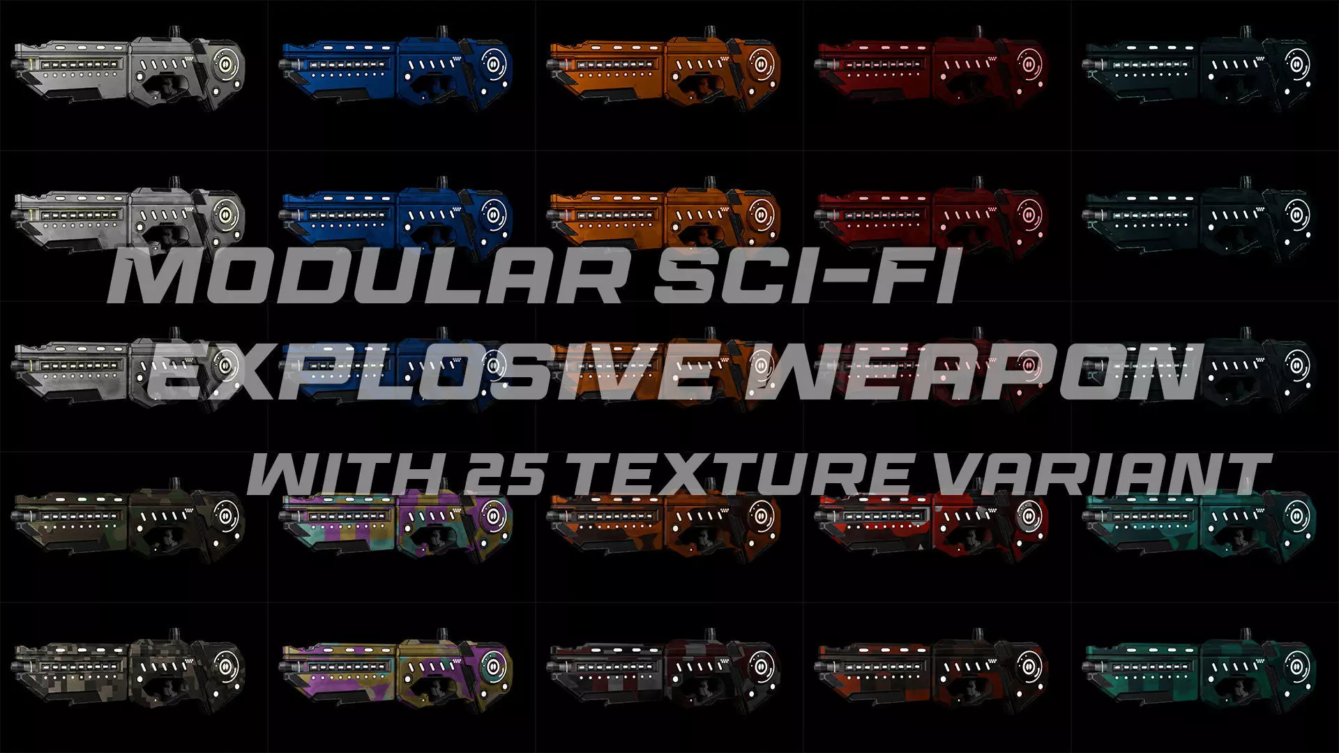 Modular Sci-Fi Explosive Weapon Low-poly 3D model_0