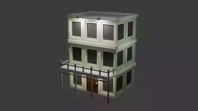 Green low poly building