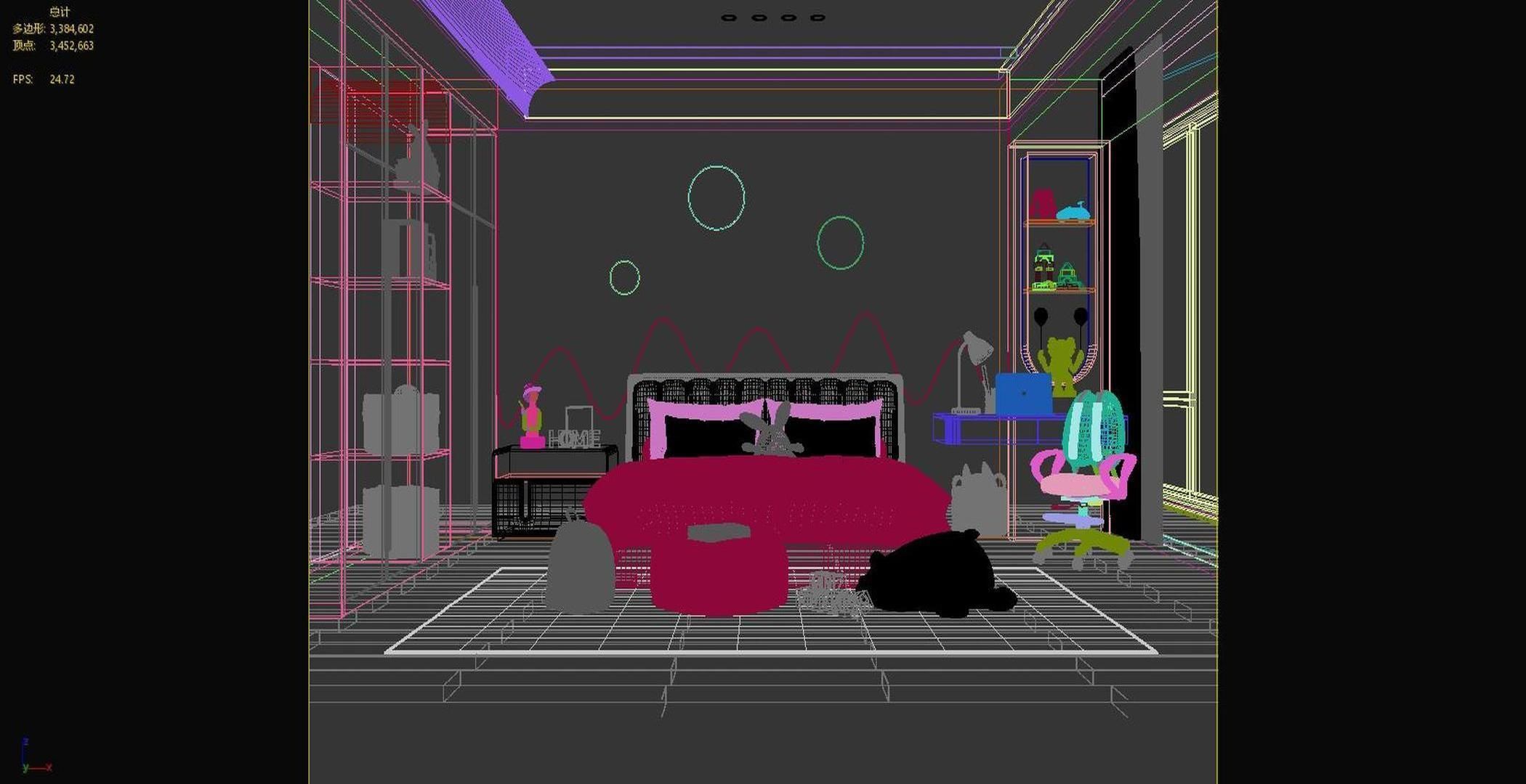 Room Girls Modern 3D model_6