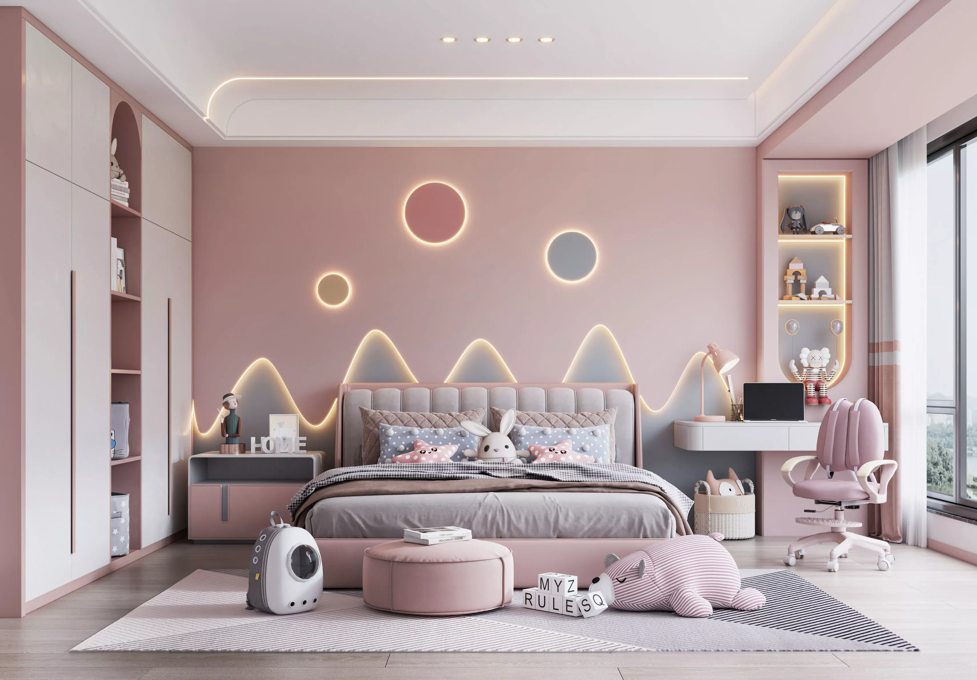 Room Girls Modern 3D model_0