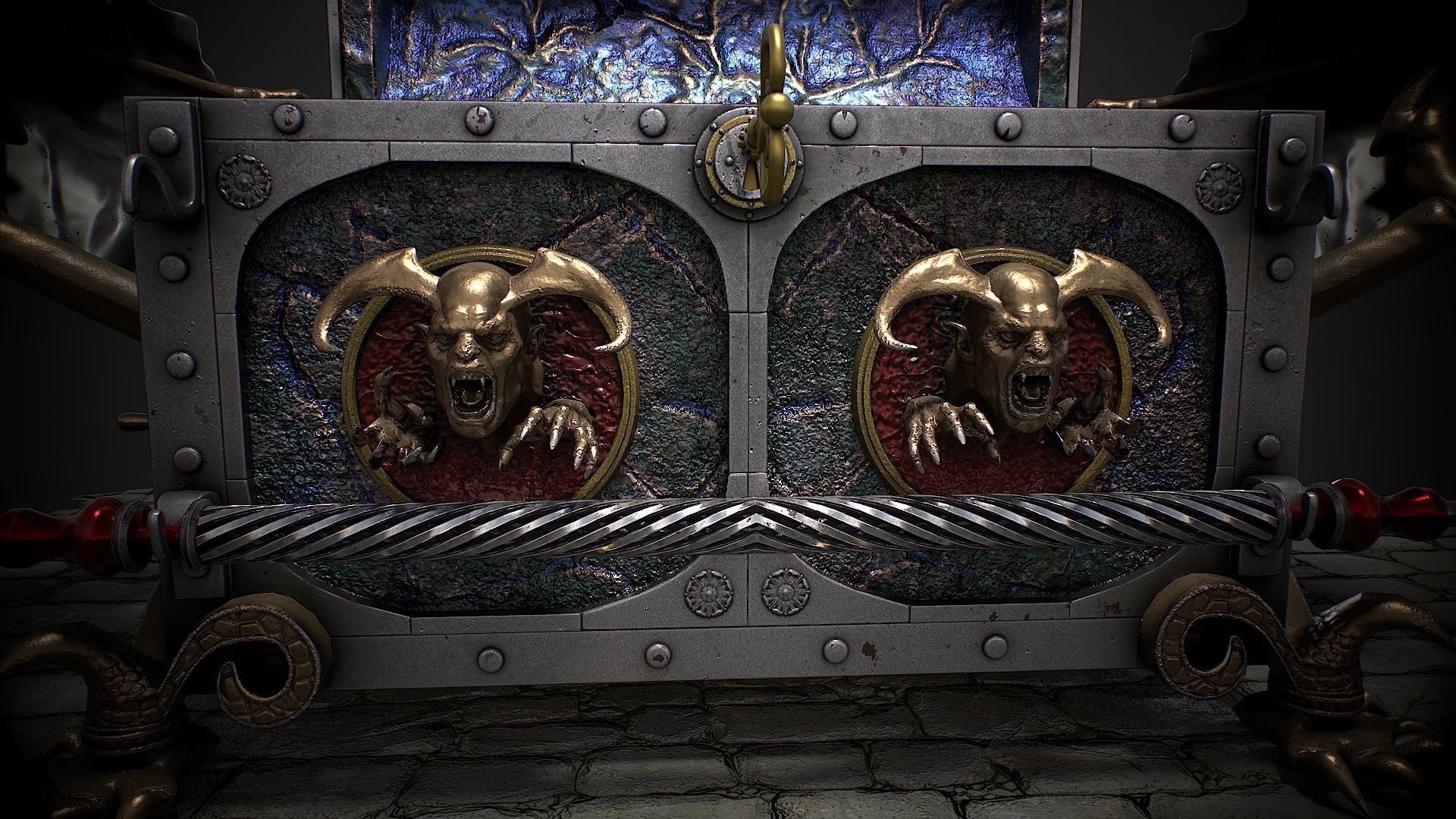 Chest vampire with coins 3D model Low-poly 3D model_8