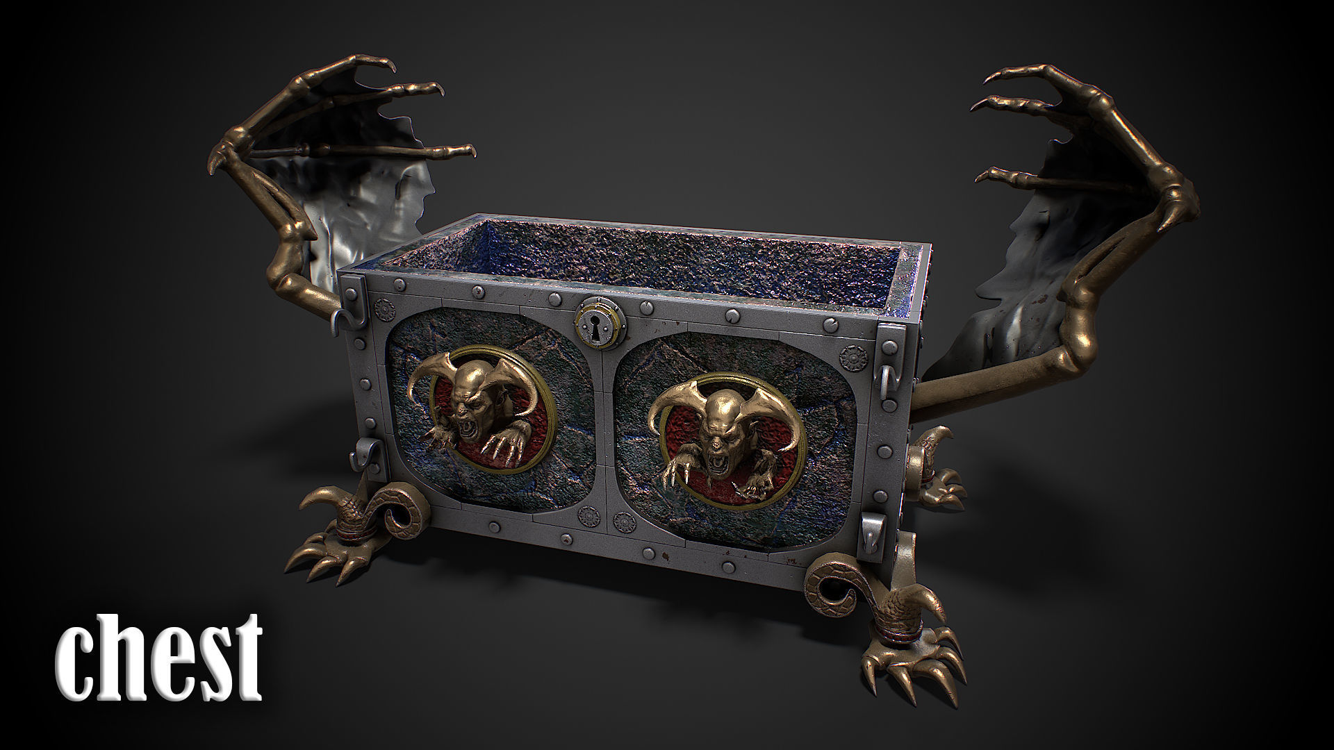 Chest vampire with coins 3D model Low-poly 3D model_10