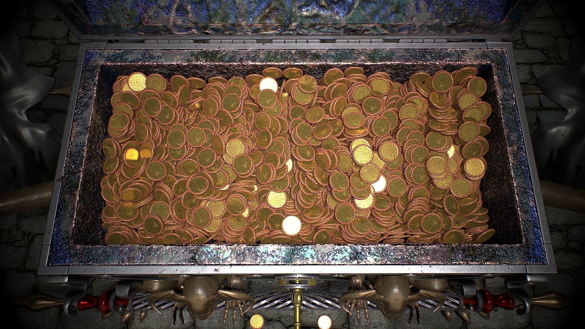 Chest vampire with coins 3D model Low-poly 3D model_9