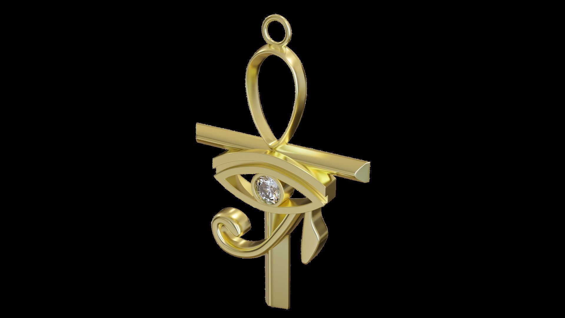 Ankh with Eye of Horus Pendant 3D print model_1