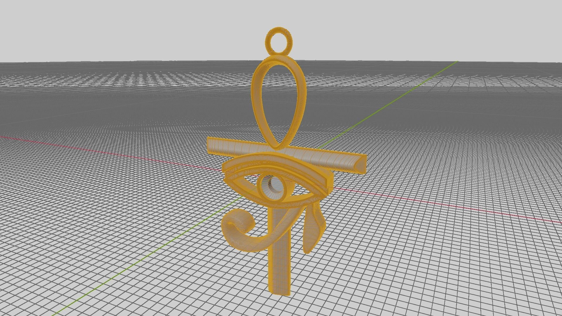 Ankh with Eye of Horus Pendant 3D print model_3