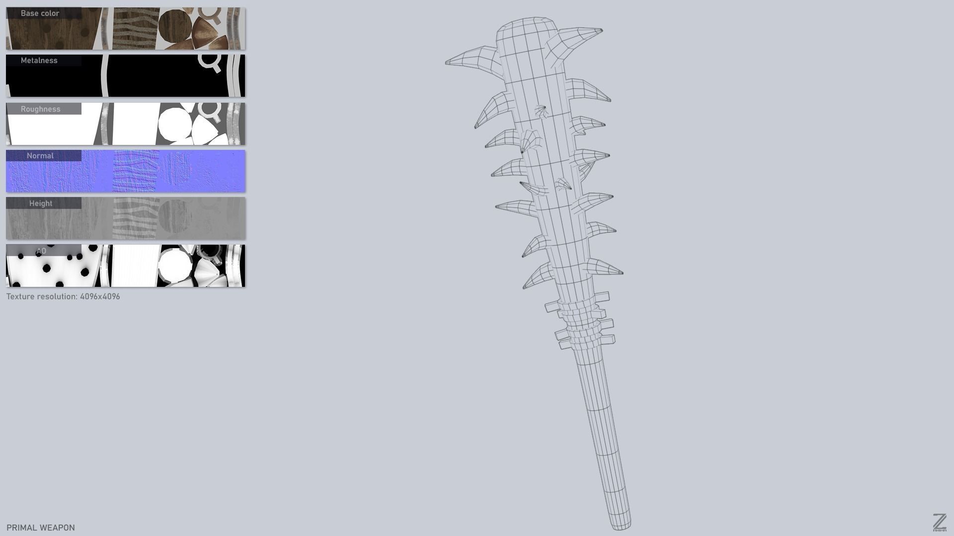 Primal weapon Low-poly 3D model_3